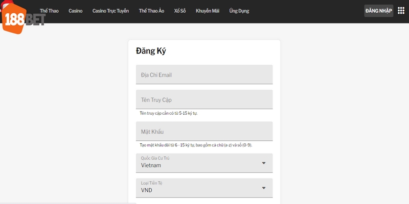 Cách đăng ký tại nhà cái 188bet